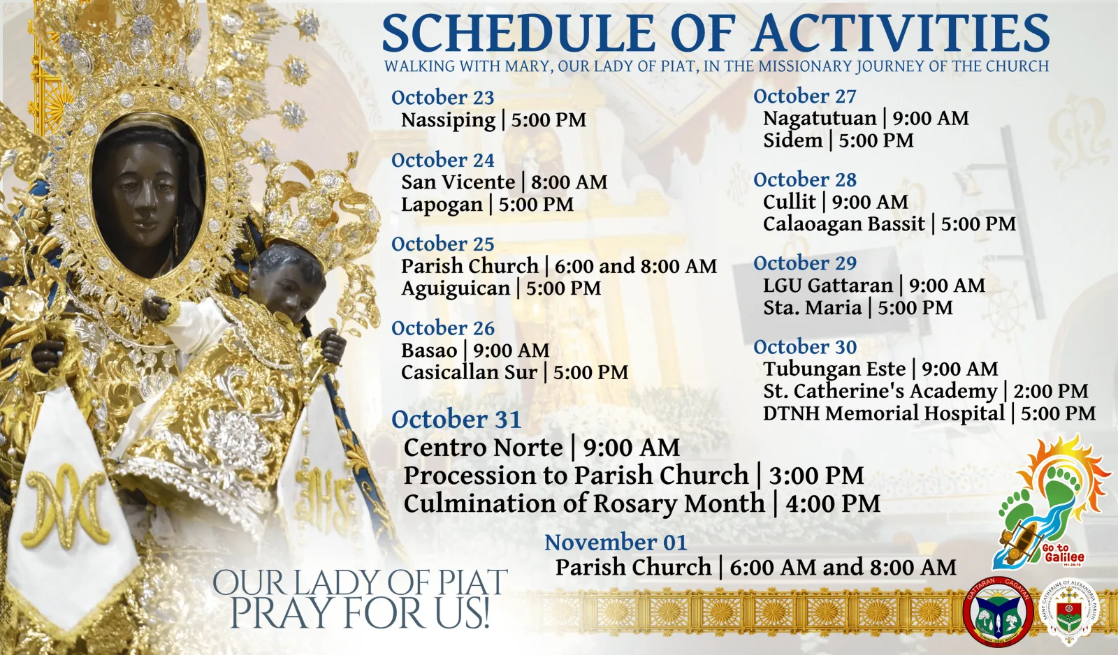 WALKING WITH MARY, OUR LADY OF PIAT, ON THE MISSIONARY JOURNEY OF THE CHURCH