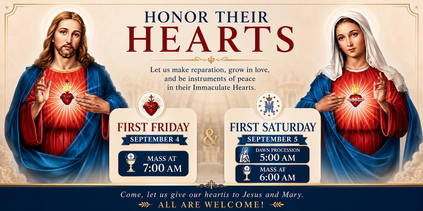 Schedule for First Friday and First Saturday