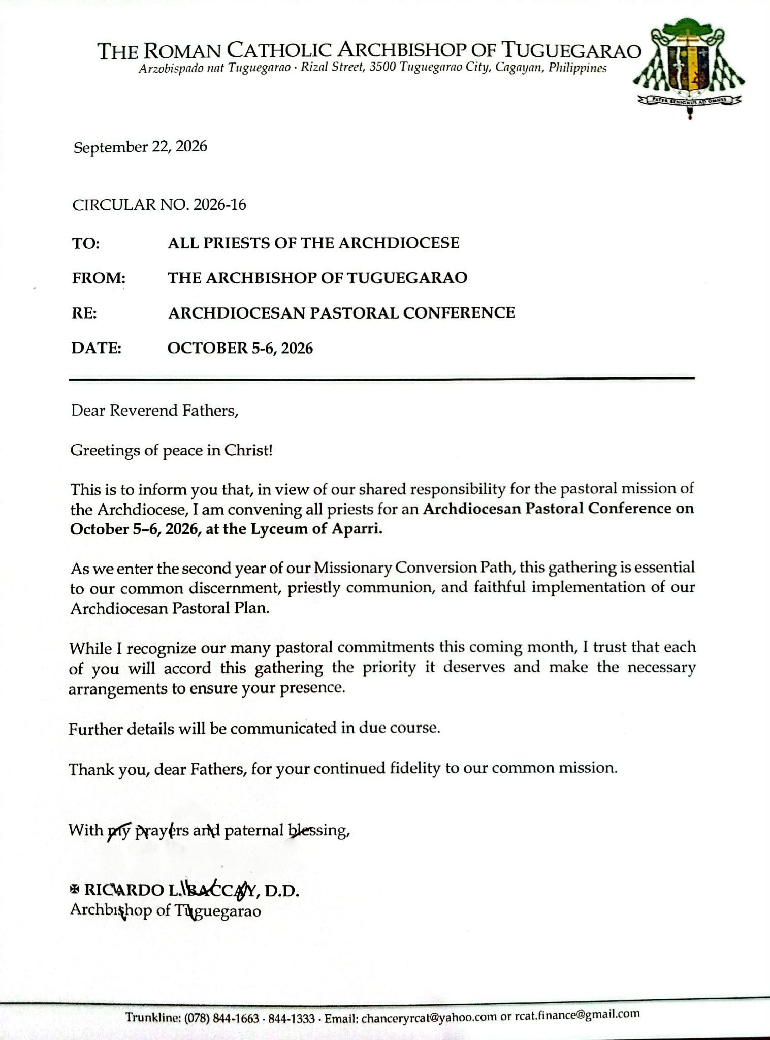 ARCHDIOCESAN PASTORAL CONFERENCE document image 1